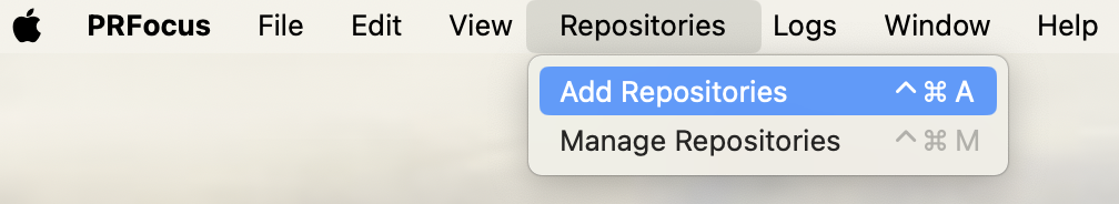 Screenshot showing the &ldquo;Add Repositories&rdquo; menu option