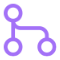 A purple git merged icon