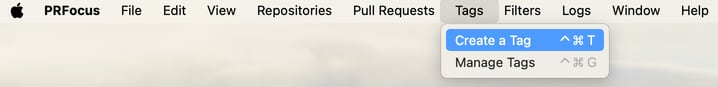 Screenshot showing the “Create a Tag” menu option