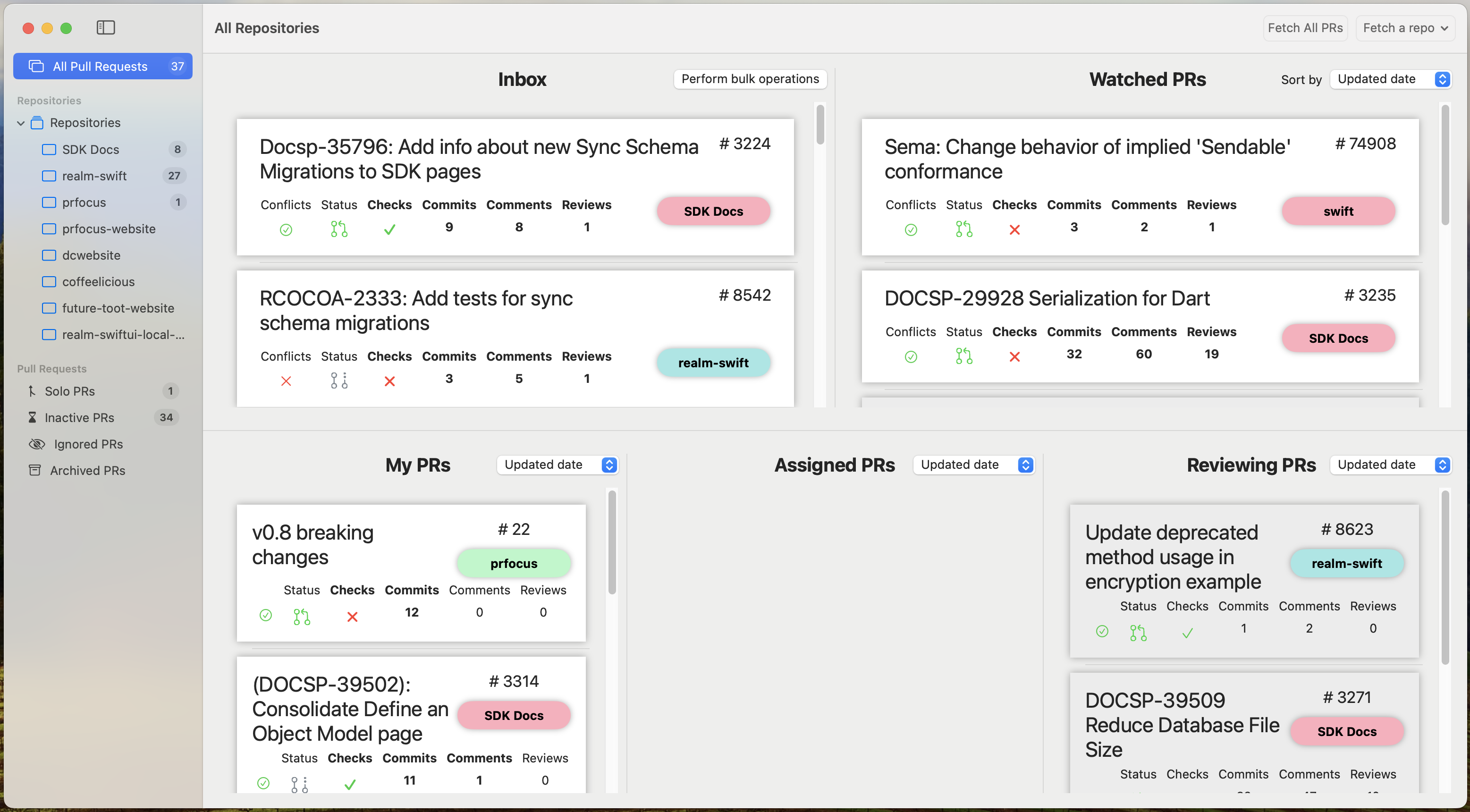 Screenshot showing the Repository Dashboard